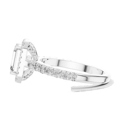 1.65 CT Emerald Cut Halo Lab Diamond Engagement Ring | VVS-VS EF Clarity | 18KT Gold & Silver Options | Lab Diamond & Moissanite Bridal Ring