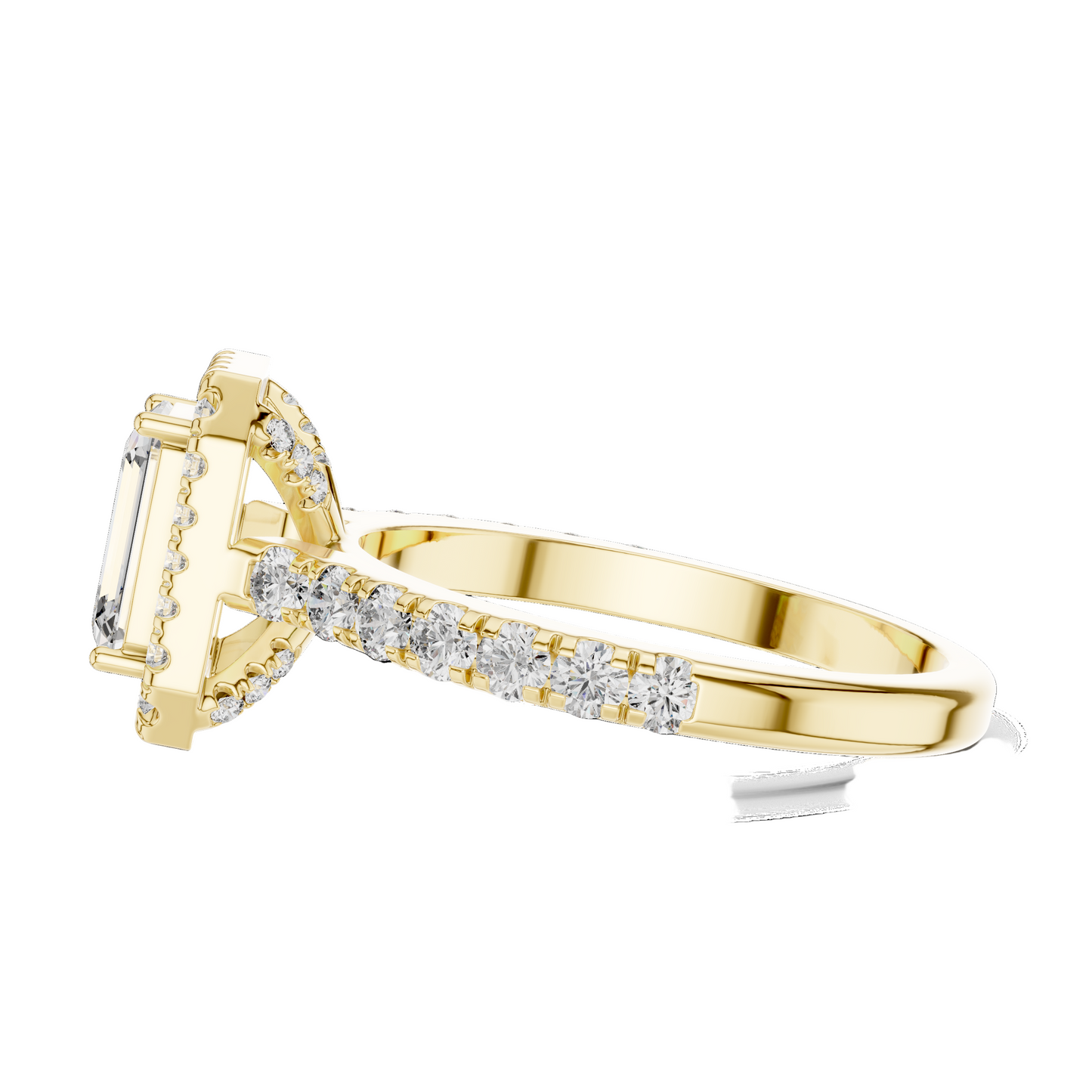 1.65 CT Emerald Cut Halo Lab Diamond Engagement Ring | VVS-VS EF Clarity | 18KT Gold & Silver Options | Lab Diamond & Moissanite Bridal Ring