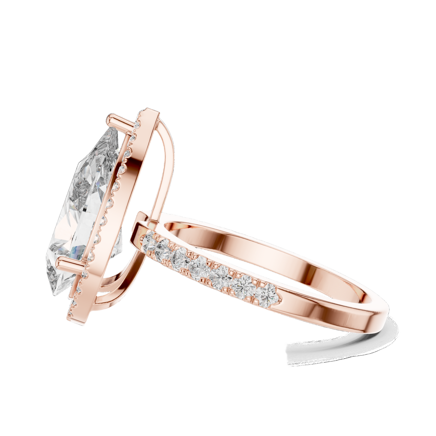 4.47 CT Pear Cut Lab Diamond Halo Ring for Women | VVS-VS EF CVD | 18KT, 14KT, 10KT Gold & 925 Silver | Rose, Yellow, White Gold & Moissanite Options