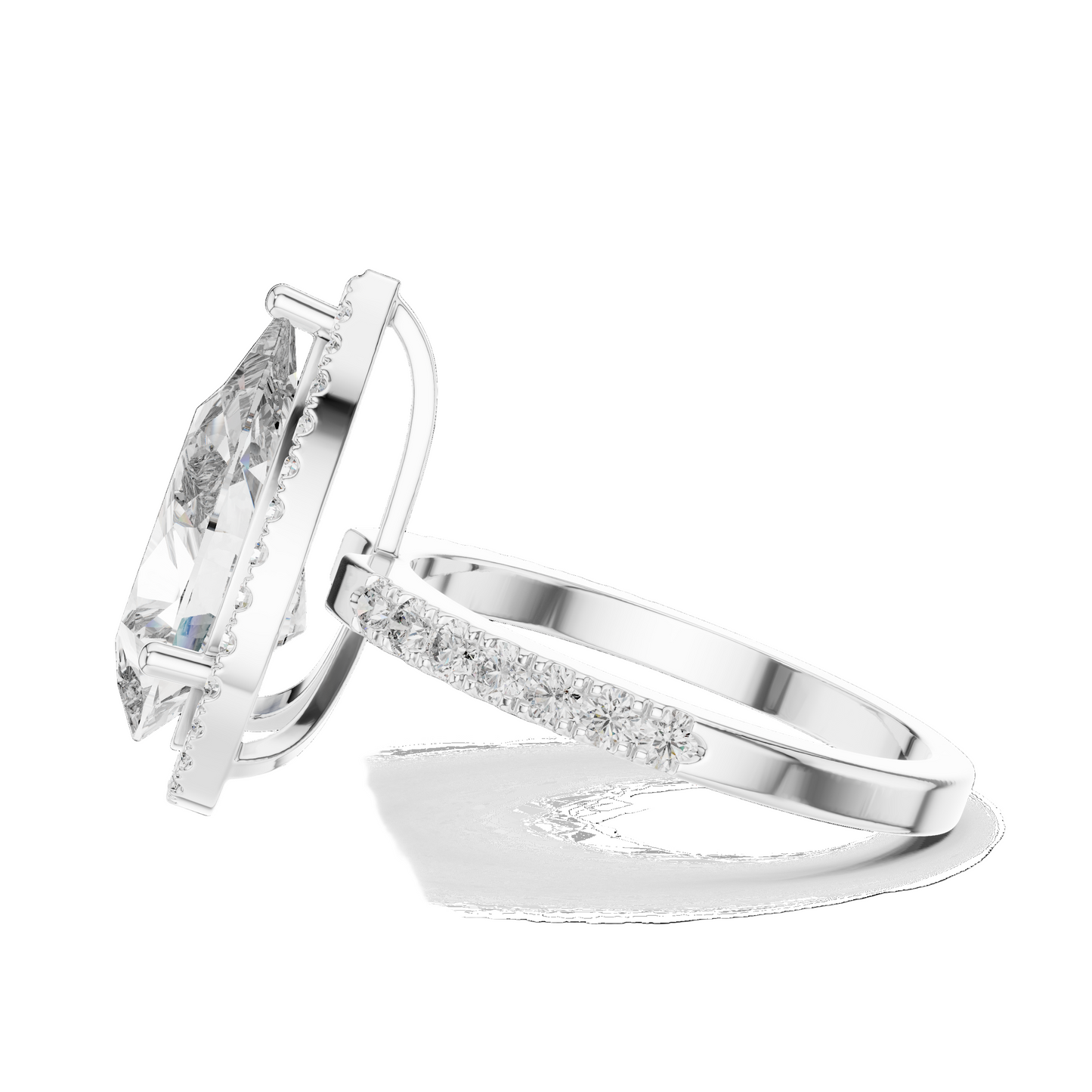 4.47 CT Pear Cut Lab Diamond Halo Ring for Women | VVS-VS EF CVD | 18KT, 14KT, 10KT Gold & 925 Silver | Rose, Yellow, White Gold & Moissanite Options
