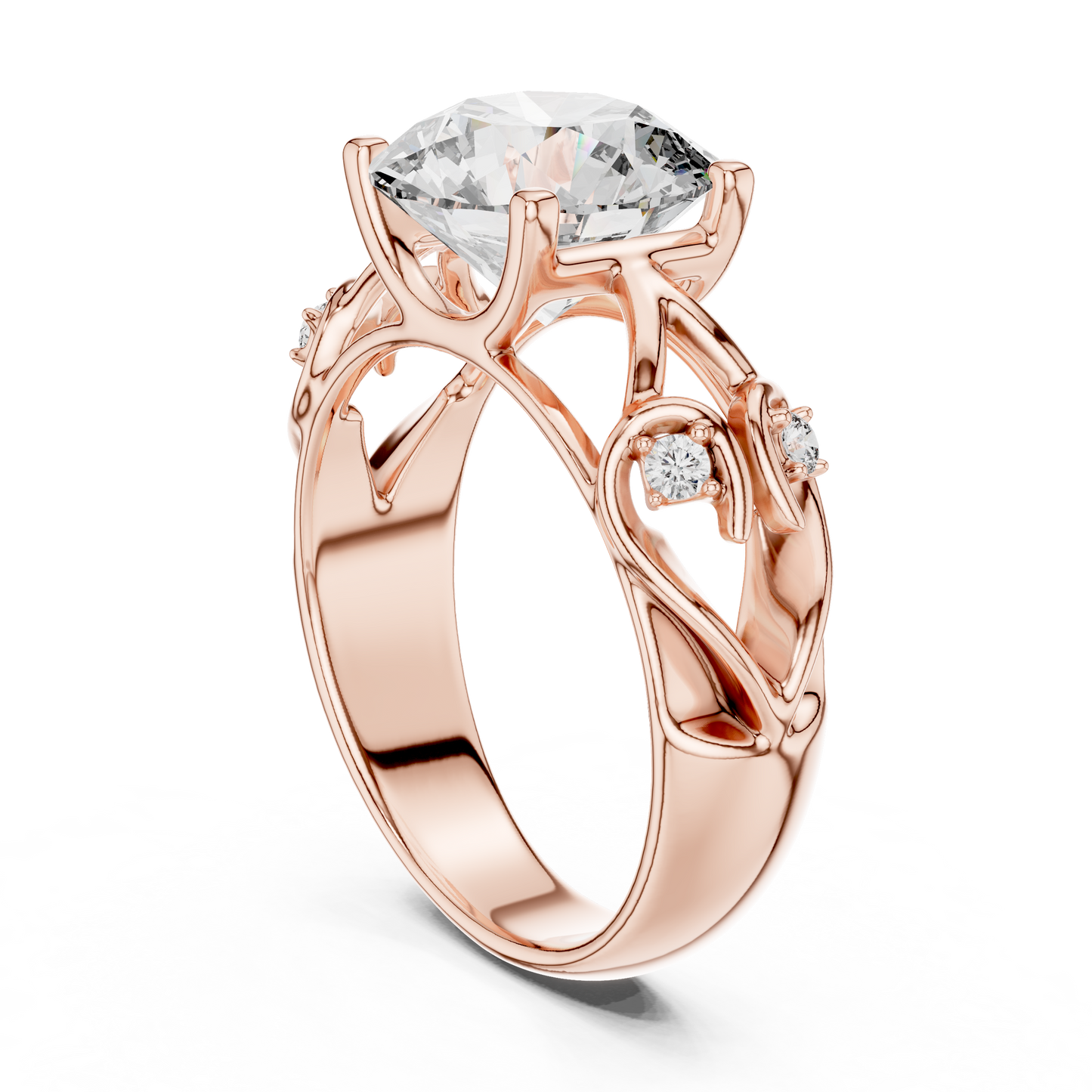3.58 CT Round Cut Lab Diamond Ladies Ring | VVS-VS EF CVD | 18KT, 14KT, 10KT Gold & 925 Silver | Rose, Yellow, White Gold & Moissanite Options