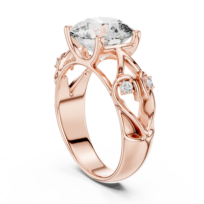 3.58 CT Round Cut Lab Diamond Ladies Ring | VVS-VS EF CVD | 18KT, 14KT, 10KT Gold & 925 Silver | Rose, Yellow, White Gold & Moissanite Options