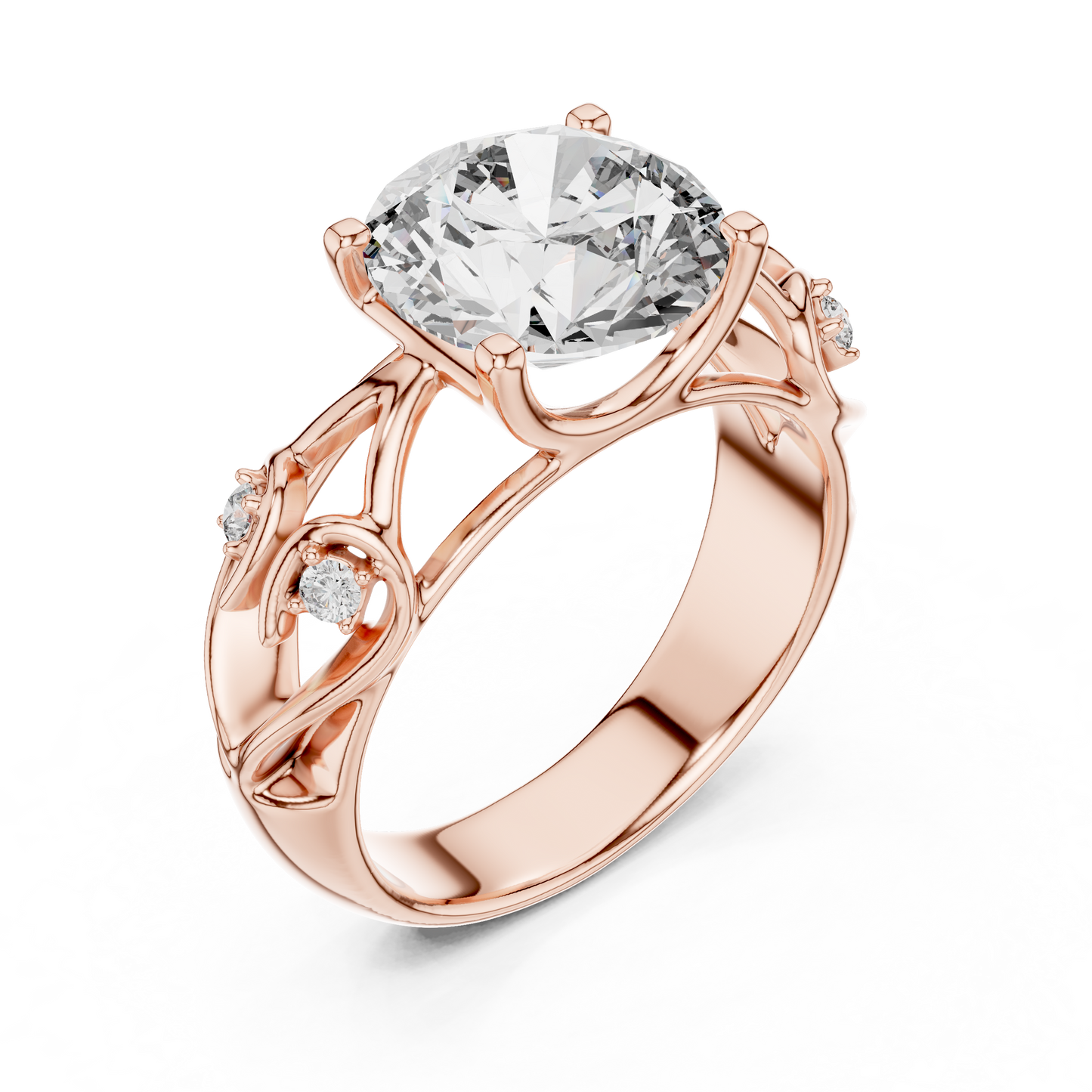 3.58 CT Round Cut Lab Diamond Ladies Ring | VVS-VS EF CVD | 18KT, 14KT, 10KT Gold & 925 Silver | Rose, Yellow, White Gold & Moissanite Options