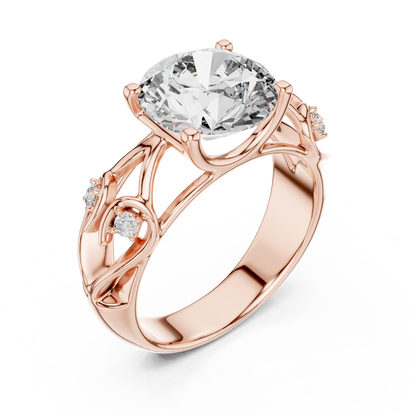 3.58 CT Round Cut Lab Diamond Ladies Ring | VVS-VS EF CVD | 18KT, 14KT, 10KT Gold & 925 Silver | Rose, Yellow, White Gold & Moissanite Options