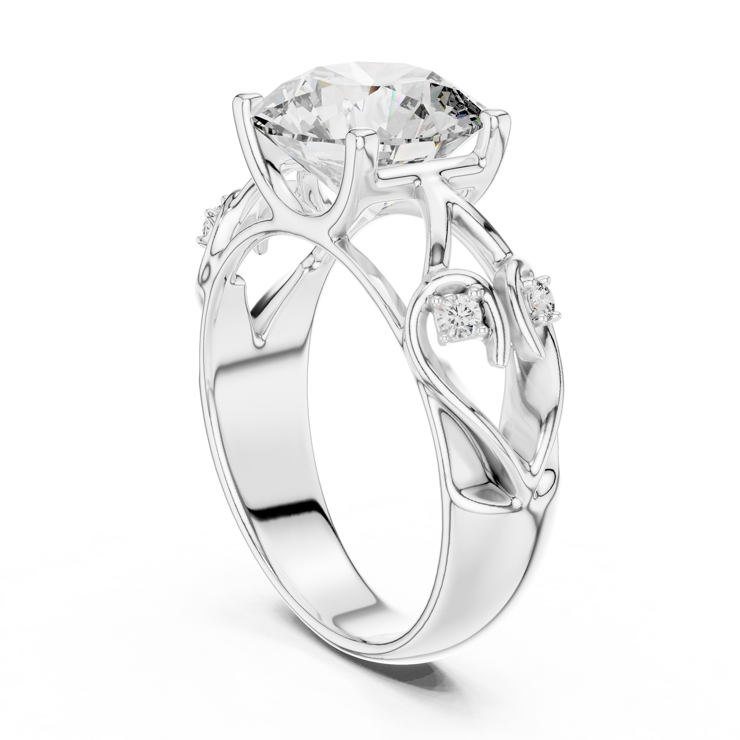 3.58 CT Round Cut Lab Diamond Ladies Ring | VVS-VS EF CVD | 18KT, 14KT, 10KT Gold & 925 Silver | Rose, Yellow, White Gold & Moissanite Options