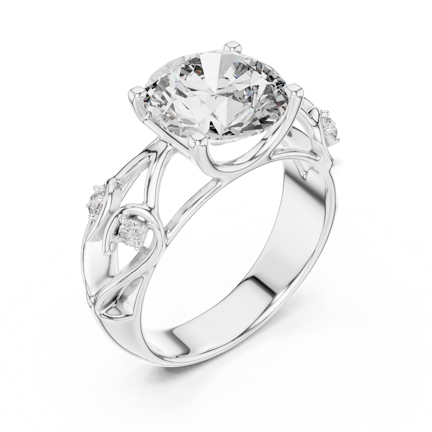 3.58 CT Round Cut Lab Diamond Ladies Ring | VVS-VS EF CVD | 18KT, 14KT, 10KT Gold & 925 Silver | Rose, Yellow, White Gold & Moissanite Options