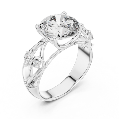 3.58 CT Round Cut Lab Diamond Ladies Ring | VVS-VS EF CVD | 18KT, 14KT, 10KT Gold & 925 Silver | Rose, Yellow, White Gold & Moissanite Options