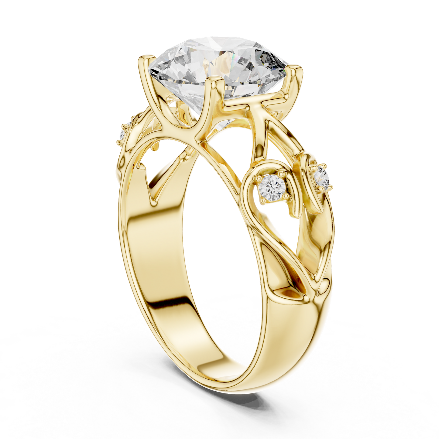 3.58 CT Round Cut Lab Diamond Ladies Ring | VVS-VS EF CVD | 18KT, 14KT, 10KT Gold & 925 Silver | Rose, Yellow, White Gold & Moissanite Options