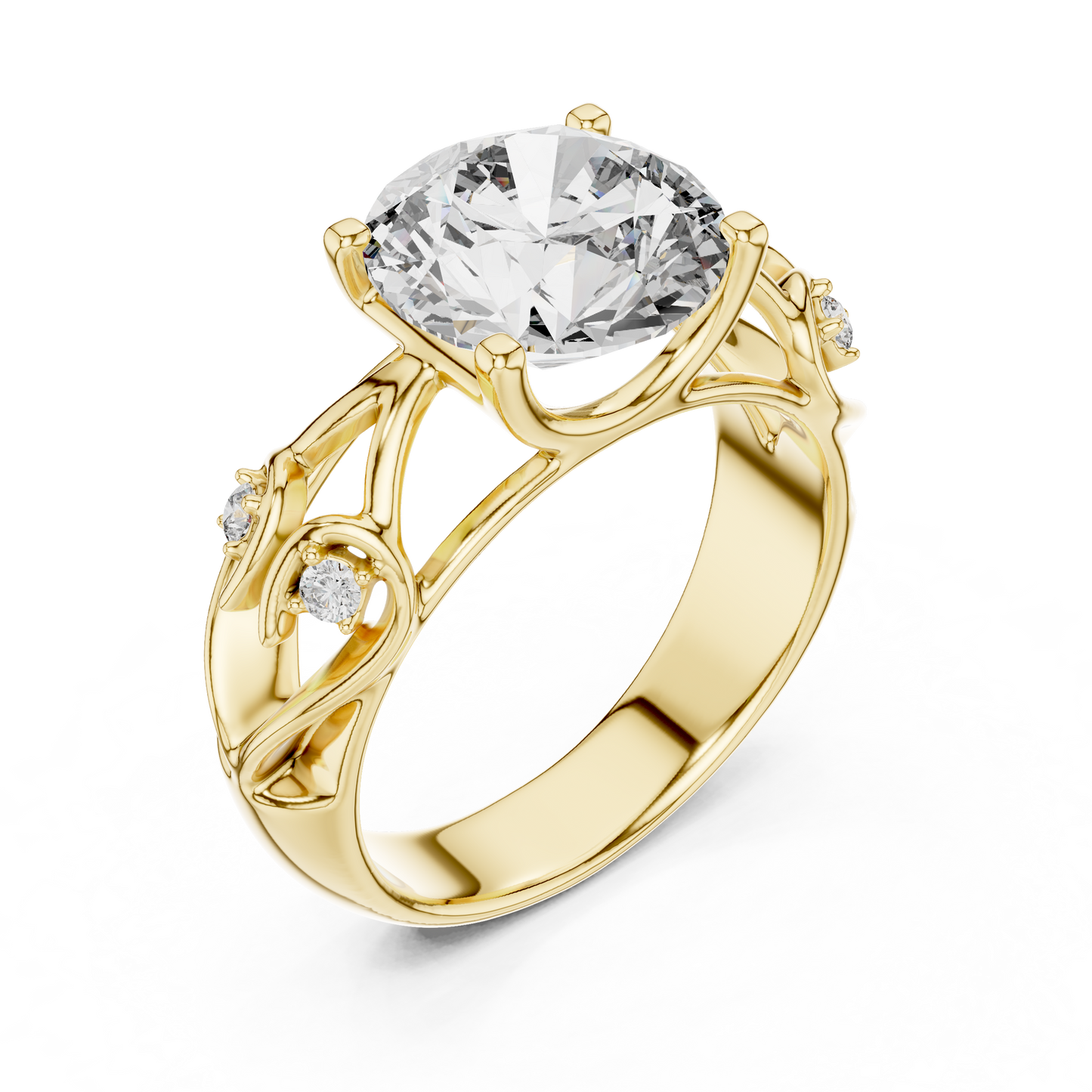 3.58 CT Round Cut Lab Diamond Ladies Ring | VVS-VS EF CVD | 18KT, 14KT, 10KT Gold & 925 Silver | Rose, Yellow, White Gold & Moissanite Options