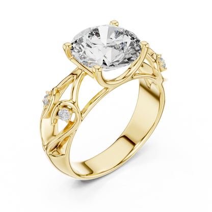3.58 CT Round Cut Lab Diamond Ladies Ring | VVS-VS EF CVD | 18KT, 14KT, 10KT Gold & 925 Silver | Rose, Yellow, White Gold & Moissanite Options
