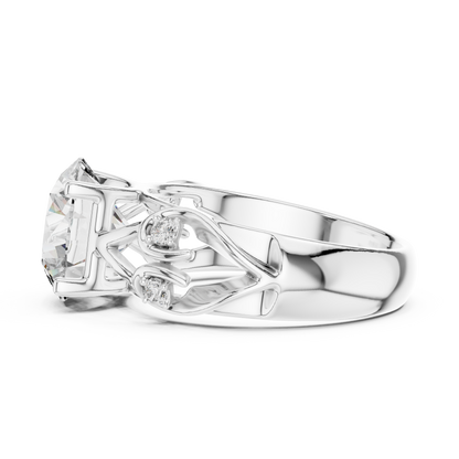 3.58 CT Round Cut Lab Diamond Ladies Ring | VVS-VS EF CVD | 18KT, 14KT, 10KT Gold & 925 Silver | Rose, Yellow, White Gold & Moissanite Options