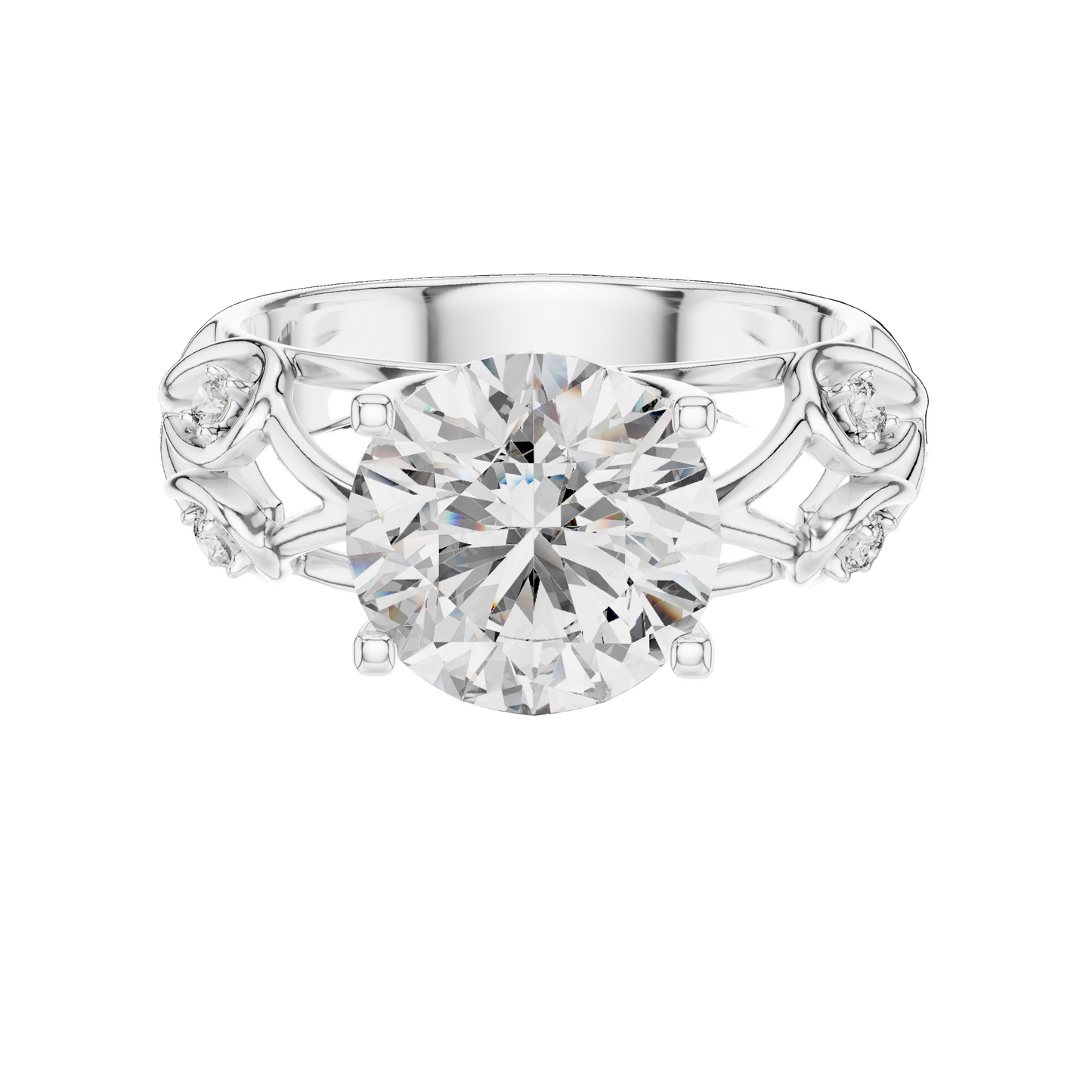 3.58 CT Round Cut Lab Diamond Ladies Ring | VVS-VS EF CVD | 18KT, 14KT, 10KT Gold & 925 Silver | Rose, Yellow, White Gold & Moissanite Options