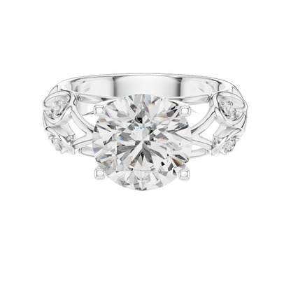 3.58 CT Round Cut Lab Diamond Ladies Ring | VVS-VS EF CVD | 18KT, 14KT, 10KT Gold & 925 Silver | Rose, Yellow, White Gold & Moissanite Options