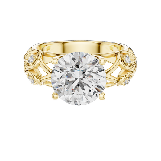 3.58 CT Round Cut Lab Diamond Ladies Ring | VVS-VS EF CVD | 18KT, 14KT, 10KT Gold & 925 Silver | Rose, Yellow, White Gold & Moissanite Options
