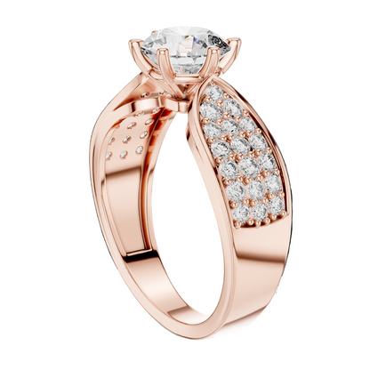 1.53 CT Round Cut Lab Diamond Ladies Ring | VVS-VS EF CVD | 18KT, 14KT, 10KT Gold & 925 Silver | Rose, Yellow, White Gold & Moissanite Options