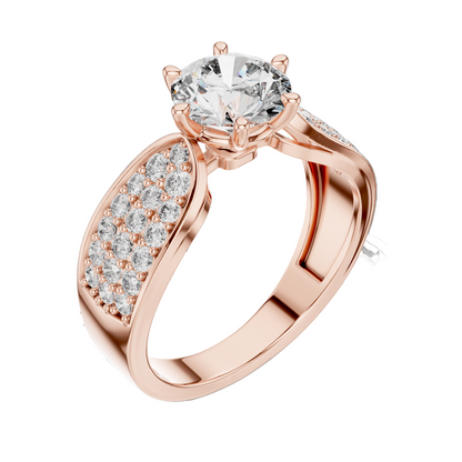 1.53 CT Round Cut Lab Diamond Ladies Ring | VVS-VS EF CVD | 18KT, 14KT, 10KT Gold & 925 Silver | Rose, Yellow, White Gold & Moissanite Options