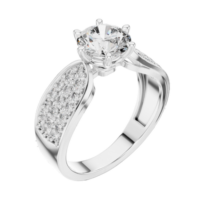1.53 CT Round Cut Lab Diamond Ladies Ring | VVS-VS EF CVD | 18KT, 14KT, 10KT Gold & 925 Silver | Rose, Yellow, White Gold & Moissanite Options