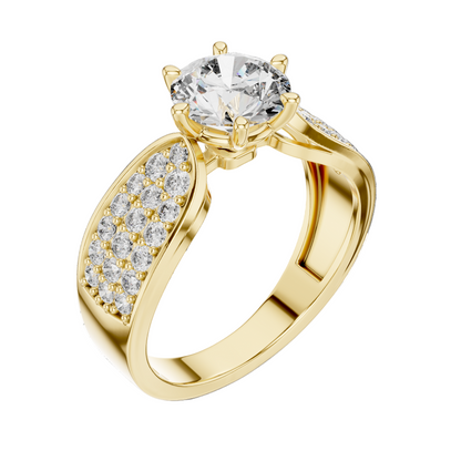 1.53 CT Round Cut Lab Diamond Ladies Ring | VVS-VS EF CVD | 18KT, 14KT, 10KT Gold & 925 Silver | Rose, Yellow, White Gold & Moissanite Options