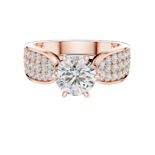1.53 CT Round Cut Lab Diamond Ladies Ring | VVS-VS EF CVD | 18KT, 14KT, 10KT Gold & 925 Silver | Rose, Yellow, White Gold & Moissanite Options