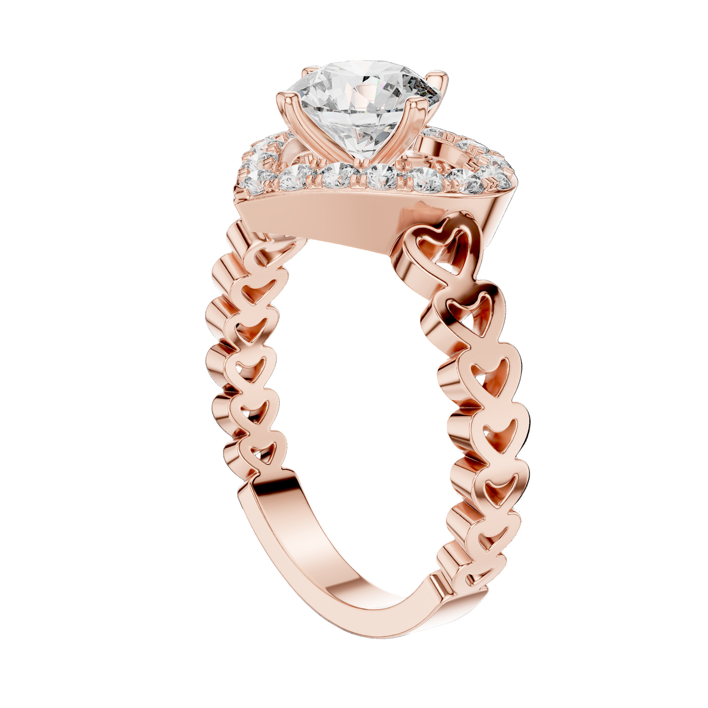 1.324 CT Heart-Shaped Lab Diamond Ring for Women | VVS-VS EF CVD | 18KT, 14KT, 10KT Gold & 925 Silver | Rose, Yellow, White Gold & Moissanite Options