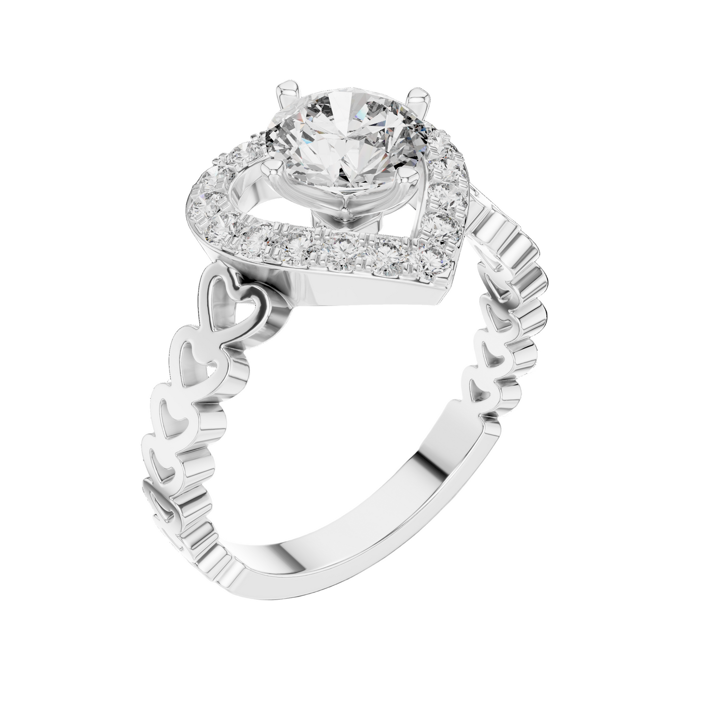 1.324 CT Heart-Shaped Lab Diamond Ring for Women | VVS-VS EF CVD | 18KT, 14KT, 10KT Gold & 925 Silver | Rose, Yellow, White Gold & Moissanite Options