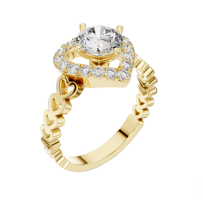 1.324 CT Heart-Shaped Lab Diamond Ring for Women | VVS-VS EF CVD | 18KT, 14KT, 10KT Gold & 925 Silver | Rose, Yellow, White Gold & Moissanite Options
