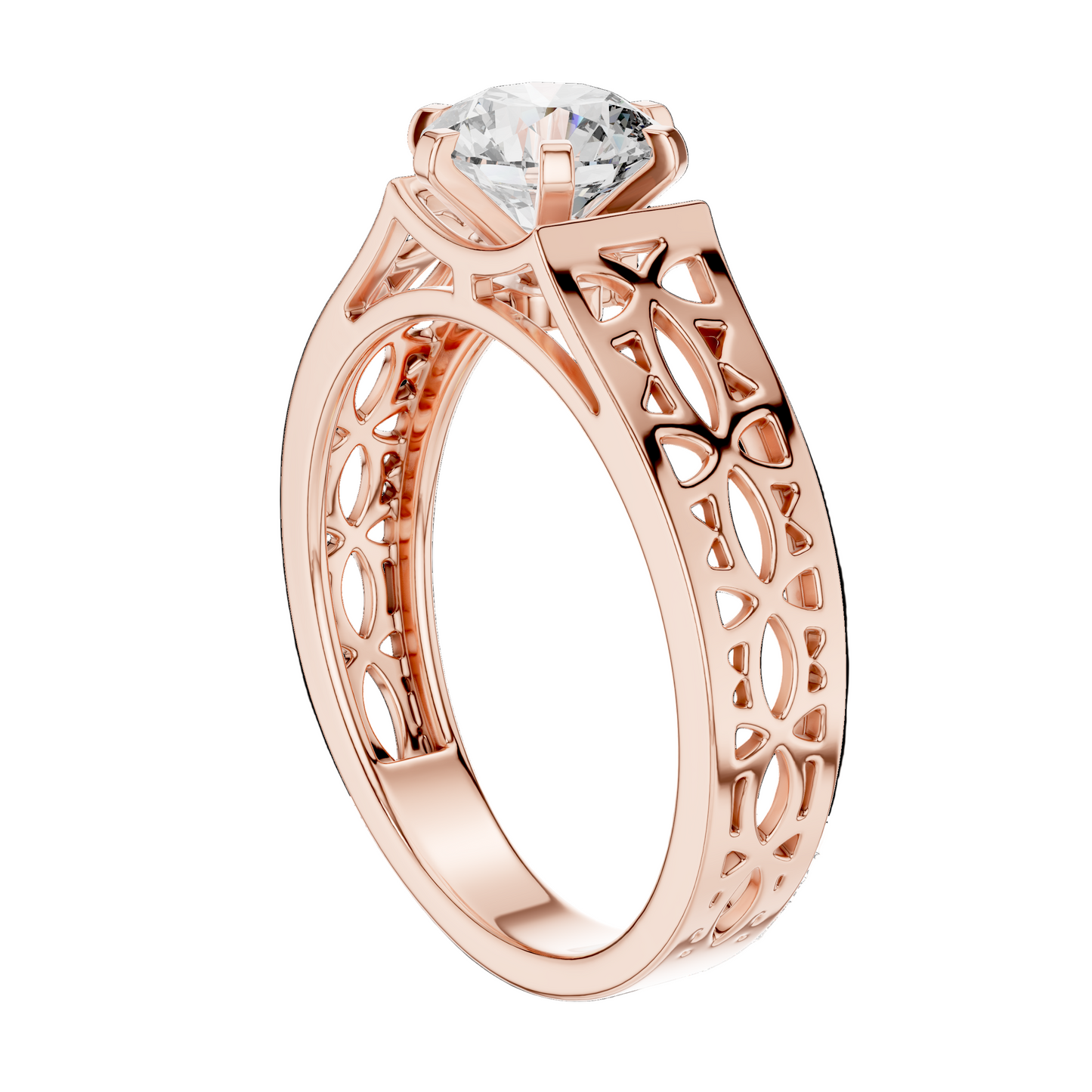 1 CT Round Lab Diamond Ring for Women | VVS-VS EF CVD | 18KT, 14KT, 10KT Gold & 925 Silver | Rose, Yellow, White Gold & Moissanite Options