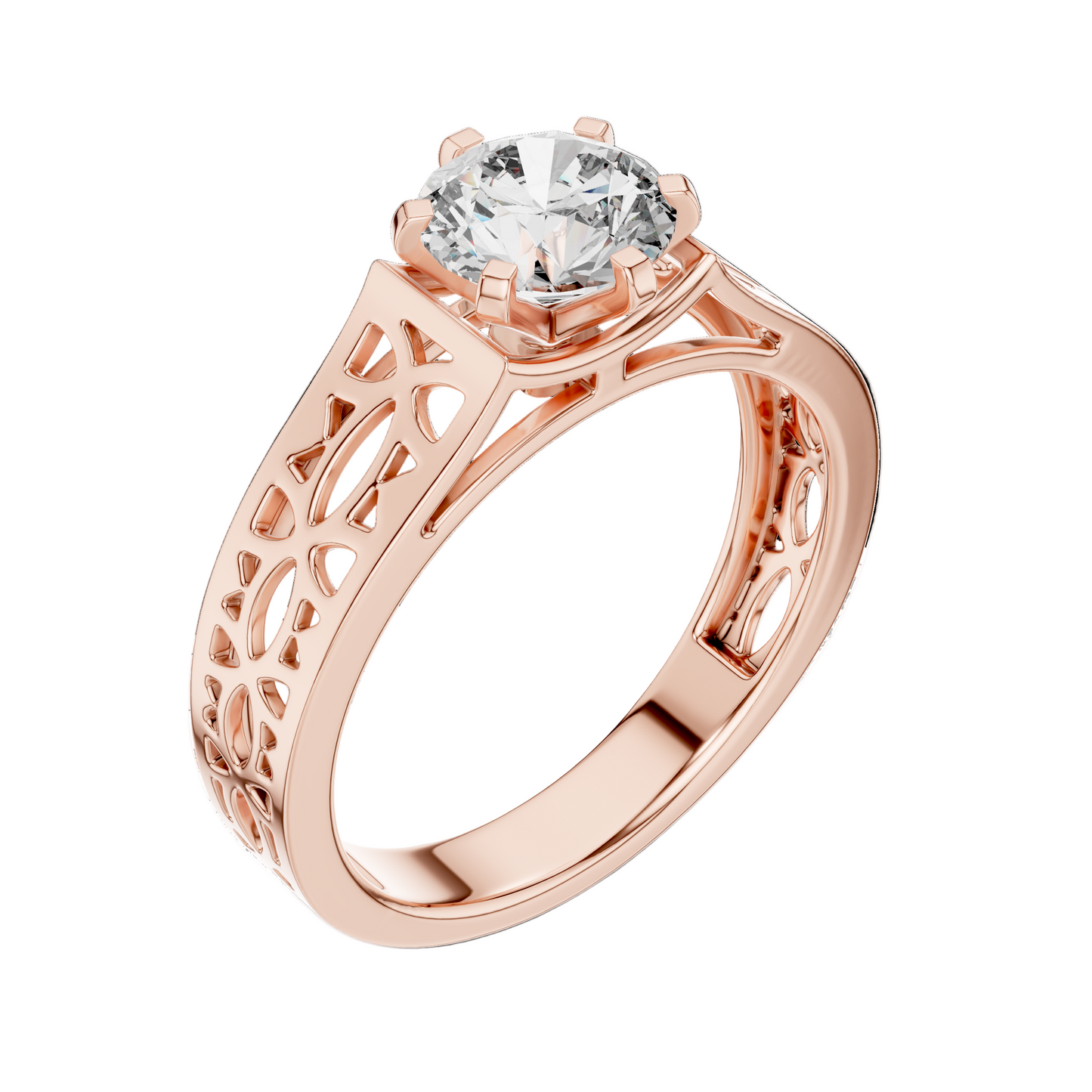1 CT Round Lab Diamond Ring for Women | VVS-VS EF CVD | 18KT, 14KT, 10KT Gold & 925 Silver | Rose, Yellow, White Gold & Moissanite Options