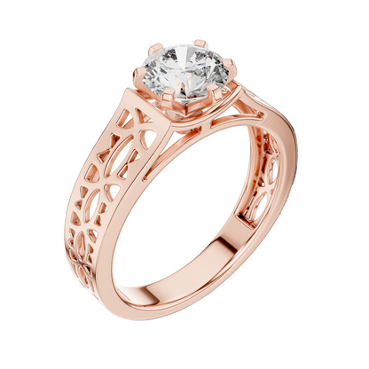 1 CT Round Lab Diamond Ring for Women | VVS-VS EF CVD | 18KT, 14KT, 10KT Gold & 925 Silver | Rose, Yellow, White Gold & Moissanite Options