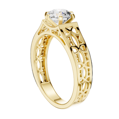 1 CT Round Lab Diamond Ring for Women | VVS-VS EF CVD | 18KT, 14KT, 10KT Gold & 925 Silver | Rose, Yellow, White Gold & Moissanite Options