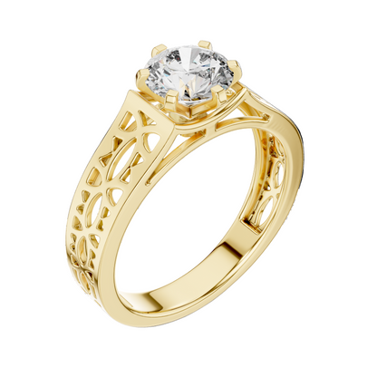 1 CT Round Lab Diamond Ring for Women | VVS-VS EF CVD | 18KT, 14KT, 10KT Gold & 925 Silver | Rose, Yellow, White Gold & Moissanite Options