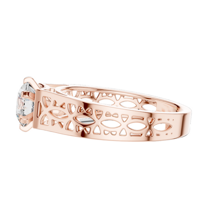 1 CT Round Lab Diamond Ring for Women | VVS-VS EF CVD | 18KT, 14KT, 10KT Gold & 925 Silver | Rose, Yellow, White Gold & Moissanite Options