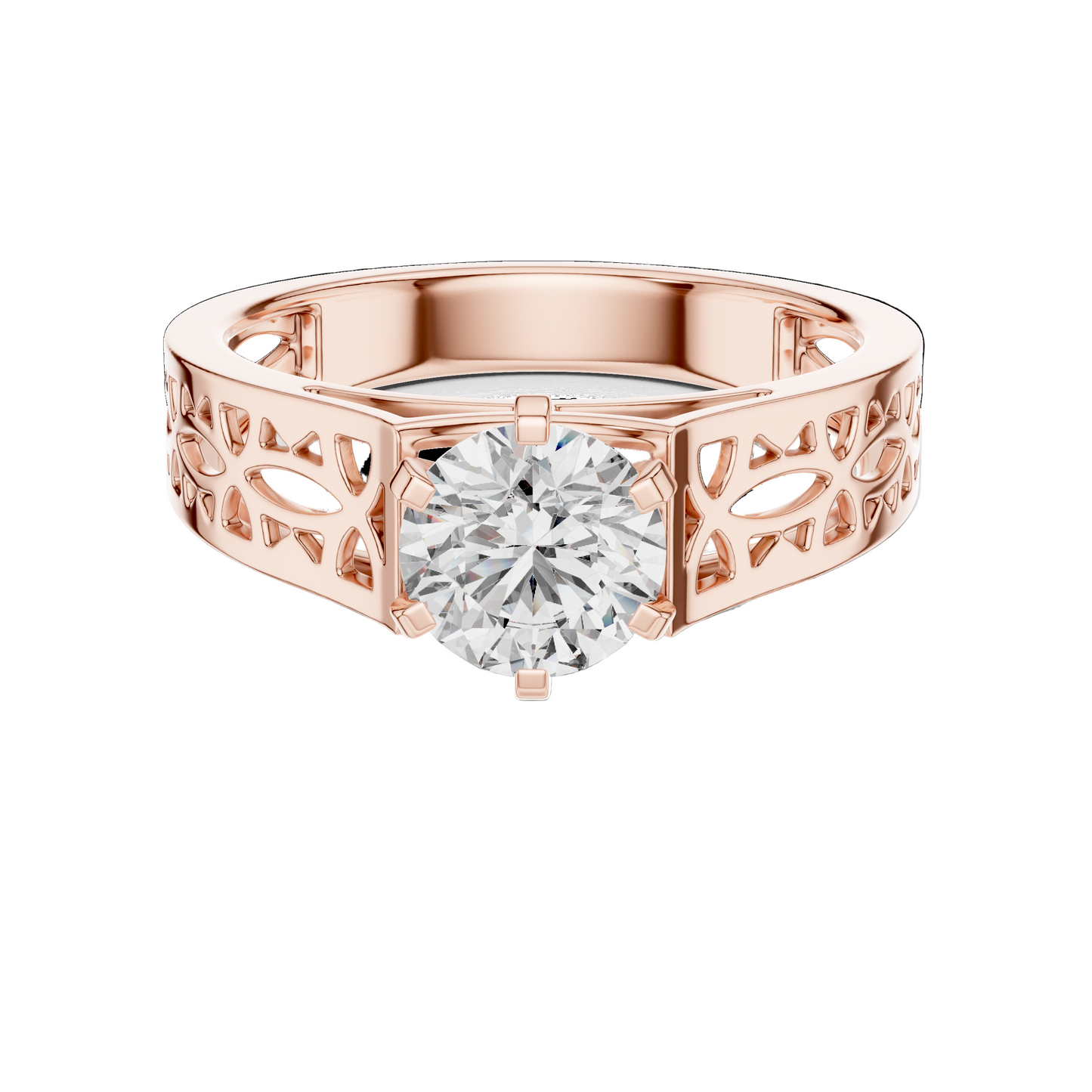 1 CT Round Lab Diamond Ring for Women | VVS-VS EF CVD | 18KT, 14KT, 10KT Gold & 925 Silver | Rose, Yellow, White Gold & Moissanite Options