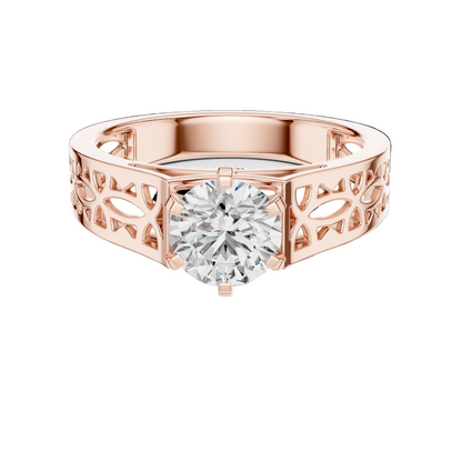 1 CT Round Lab Diamond Ring for Women | VVS-VS EF CVD | 18KT, 14KT, 10KT Gold & 925 Silver | Rose, Yellow, White Gold & Moissanite Options