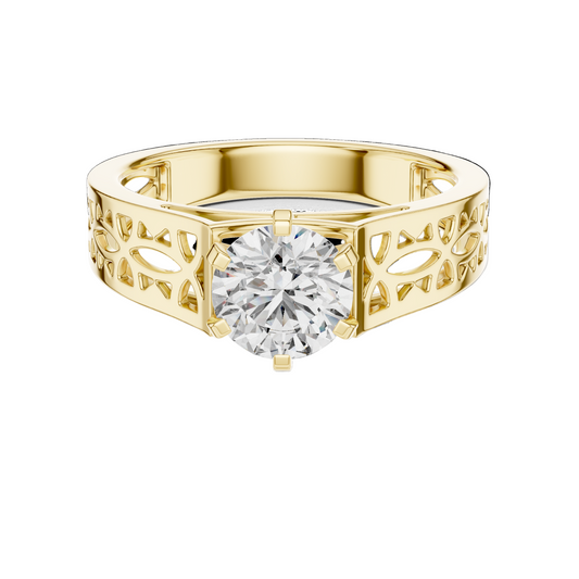1 CT Round Lab Diamond Ring for Women | VVS-VS EF CVD | 18KT, 14KT, 10KT Gold & 925 Silver | Rose, Yellow, White Gold & Moissanite Options