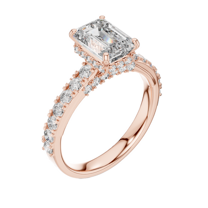 2.468 CT Emerald Cut Lab Diamond Ring for Women | VVS-VS EF CVD | 18KT, 14KT, 10KT Gold & 925 Silver | Rose, Yellow, White Gold & Moissanite Options