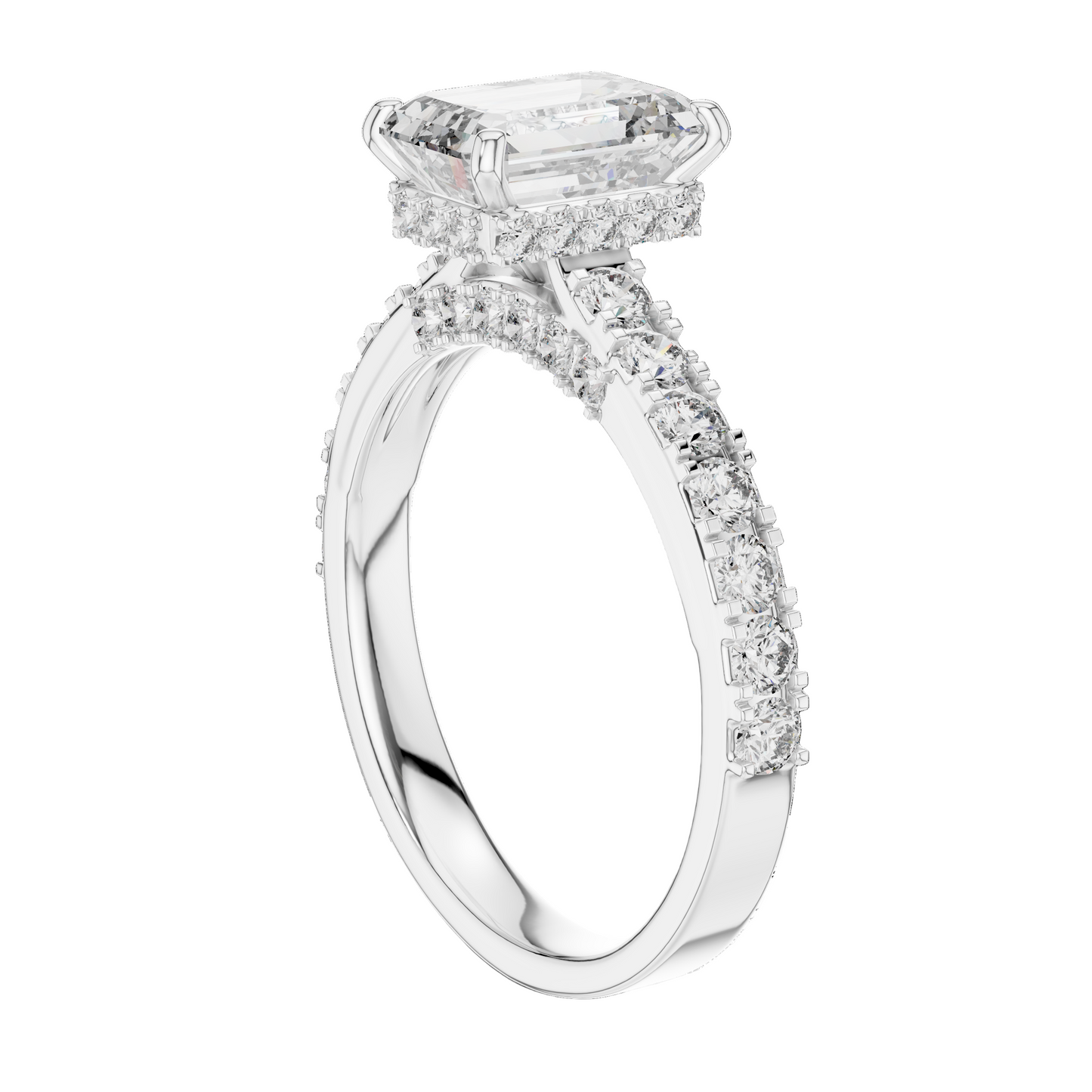 2.468 CT Emerald Cut Lab Diamond Ring for Women | VVS-VS EF CVD | 18KT, 14KT, 10KT Gold & 925 Silver | Rose, Yellow, White Gold & Moissanite Options
