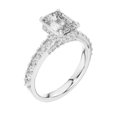2.468 CT Emerald Cut Lab Diamond Ring for Women | VVS-VS EF CVD | 18KT, 14KT, 10KT Gold & 925 Silver | Rose, Yellow, White Gold & Moissanite Options
