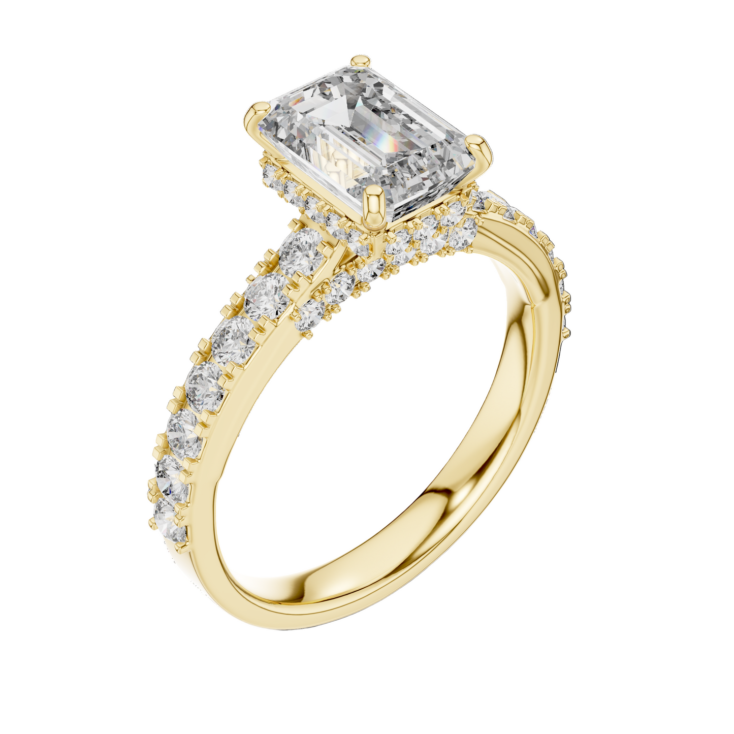 2.468 CT Emerald Cut Lab Diamond Ring for Women | VVS-VS EF CVD | 18KT, 14KT, 10KT Gold & 925 Silver | Rose, Yellow, White Gold & Moissanite Options