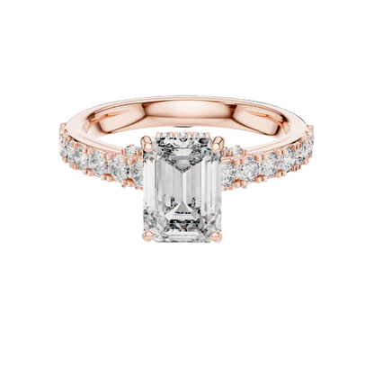 2.468 CT Emerald Cut Lab Diamond Ring for Women | VVS-VS EF CVD | 18KT, 14KT, 10KT Gold & 925 Silver | Rose, Yellow, White Gold & Moissanite Options