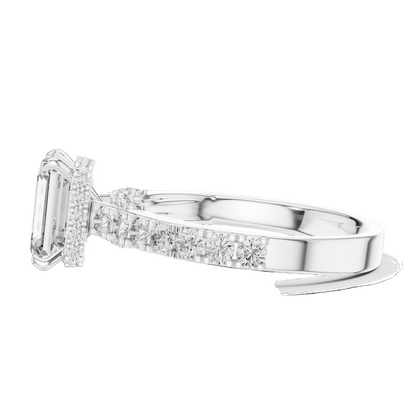 2.468 CT Emerald Cut Lab Diamond Ring for Women | VVS-VS EF CVD | 18KT, 14KT, 10KT Gold & 925 Silver | Rose, Yellow, White Gold & Moissanite Options