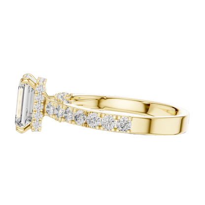 2.468 CT Emerald Cut Lab Diamond Ring for Women | VVS-VS EF CVD | 18KT, 14KT, 10KT Gold & 925 Silver | Rose, Yellow, White Gold & Moissanite Options