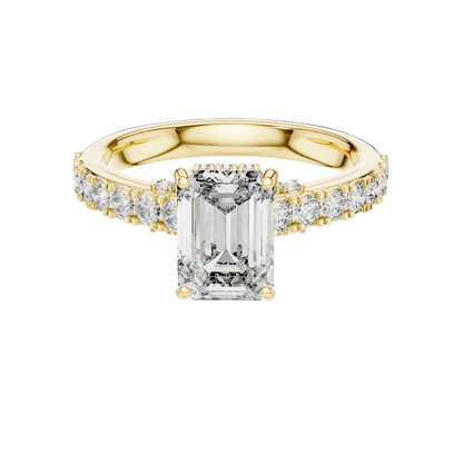 2.468 CT Emerald Cut Lab Diamond Ring for Women | VVS-VS EF CVD | 18KT, 14KT, 10KT Gold & 925 Silver | Rose, Yellow, White Gold & Moissanite Options