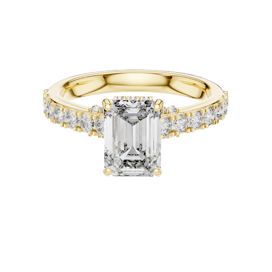 2.468 CT Emerald Cut Lab Diamond Ring for Women | VVS-VS EF CVD | 18KT, 14KT, 10KT Gold & 925 Silver | Rose, Yellow, White Gold & Moissanite Options