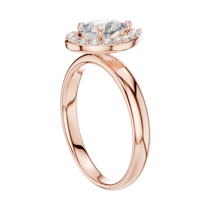 0.94 CT Pear-Shaped Lab Diamond Halo Ring for Women | VVS-VS EF CVD | 18KT, 14KT, 10KT Gold & 925 Silver | Rose, Yellow, White Gold & Moissanite Options