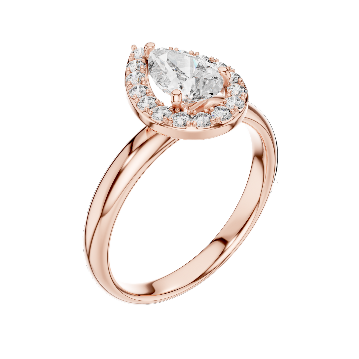 0.94 CT Pear-Shaped Lab Diamond Halo Ring for Women | VVS-VS EF CVD | 18KT, 14KT, 10KT Gold & 925 Silver | Rose, Yellow, White Gold & Moissanite Options