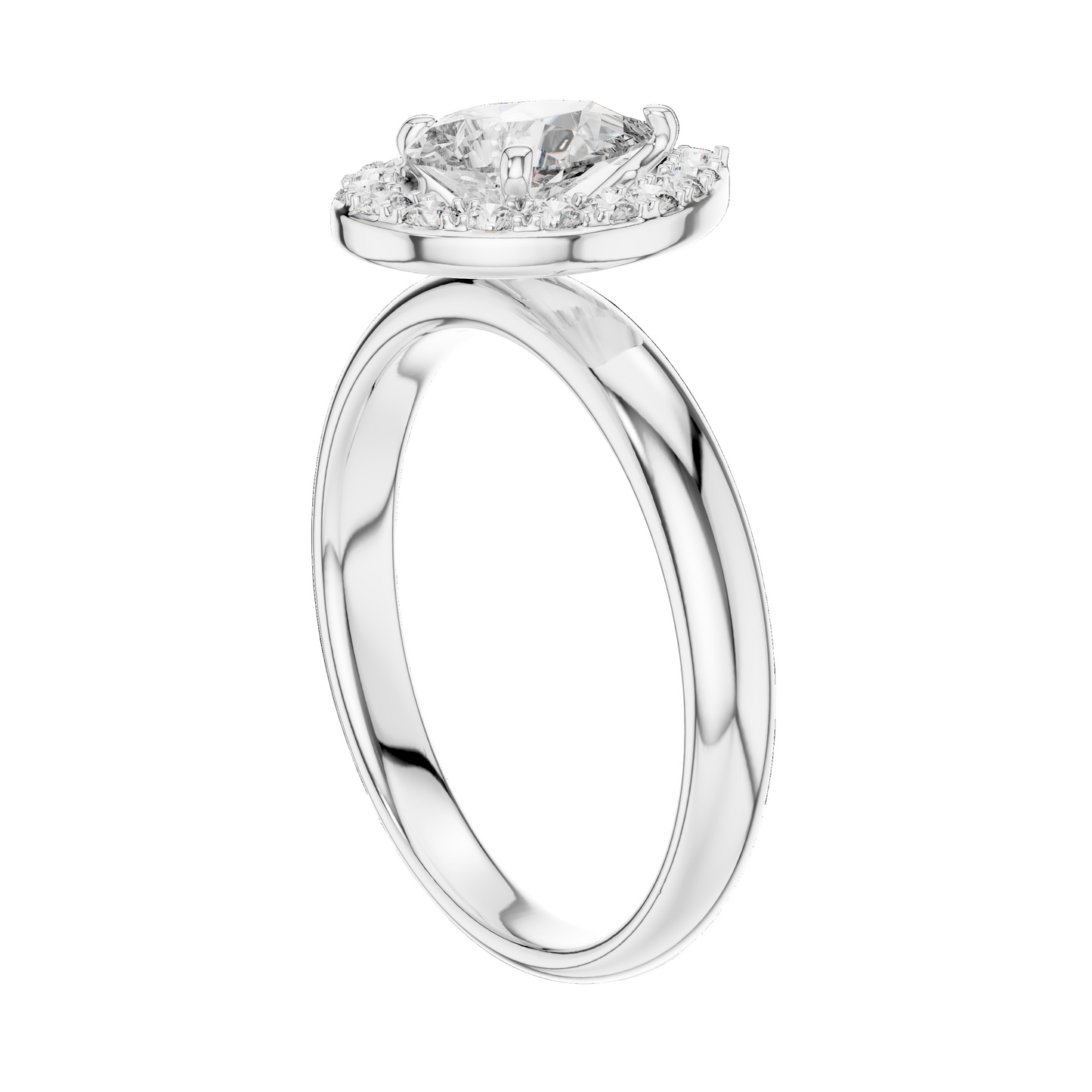 0.94 CT Pear-Shaped Lab Diamond Halo Ring for Women | VVS-VS EF CVD | 18KT, 14KT, 10KT Gold & 925 Silver | Rose, Yellow, White Gold & Moissanite Options