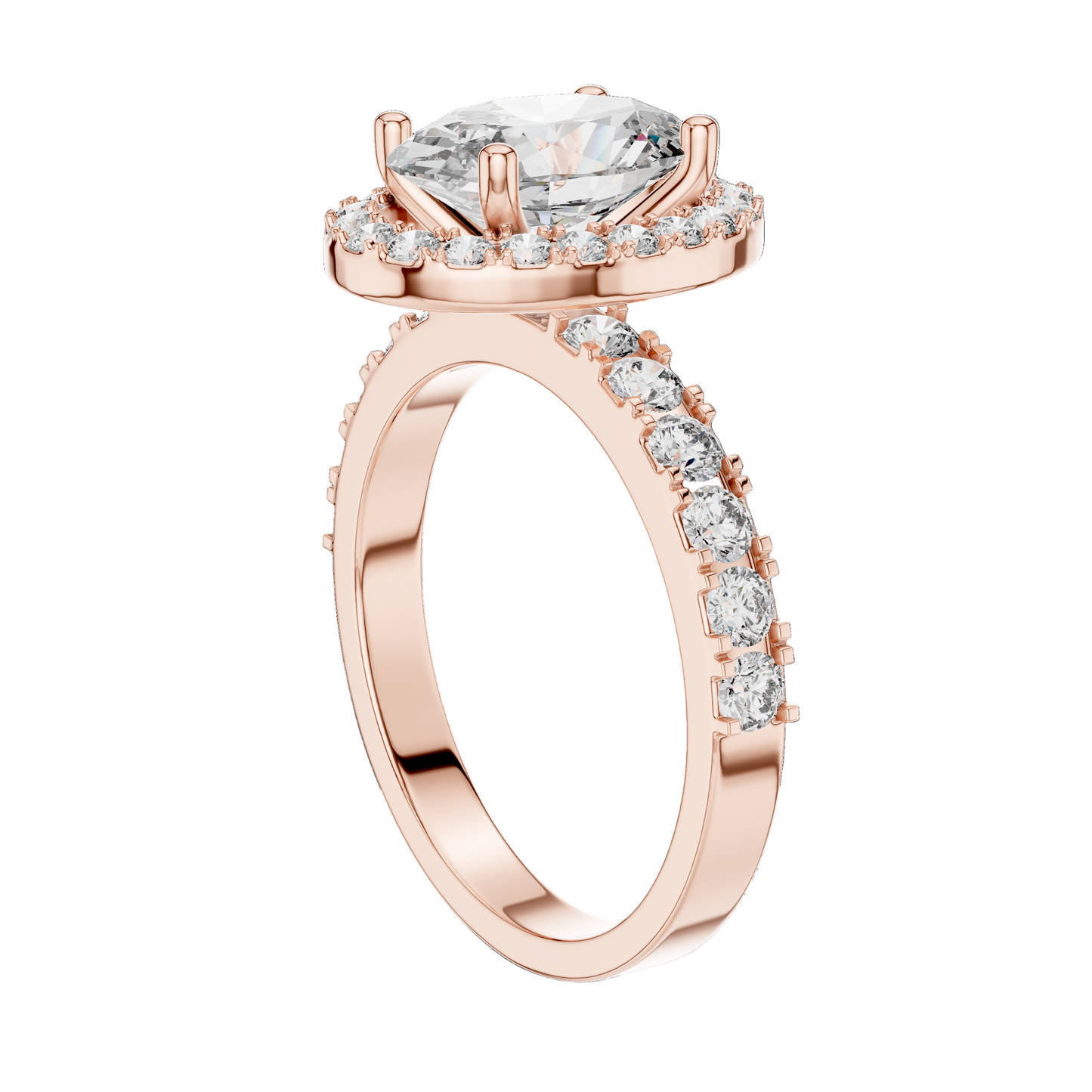 2.44 CT Oval Cut Halo Lab Diamond Engagement Ring for Women | VVS-VS EF CVD | 18KT, 14KT, 10KT Gold & 925 Silver | Rose, Yellow, White Gold & Moissanite Options