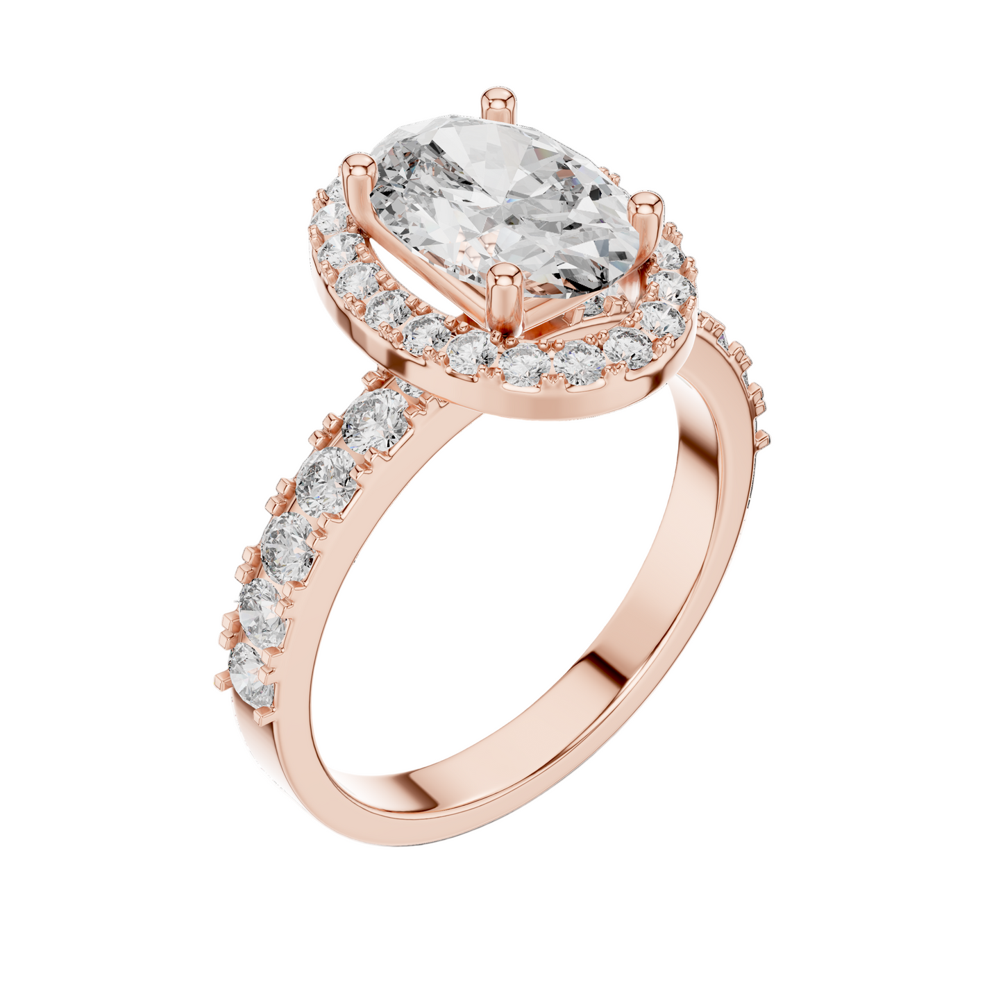 2.44 CT Oval Cut Halo Lab Diamond Engagement Ring for Women | VVS-VS EF CVD | 18KT, 14KT, 10KT Gold & 925 Silver | Rose, Yellow, White Gold & Moissanite Options
