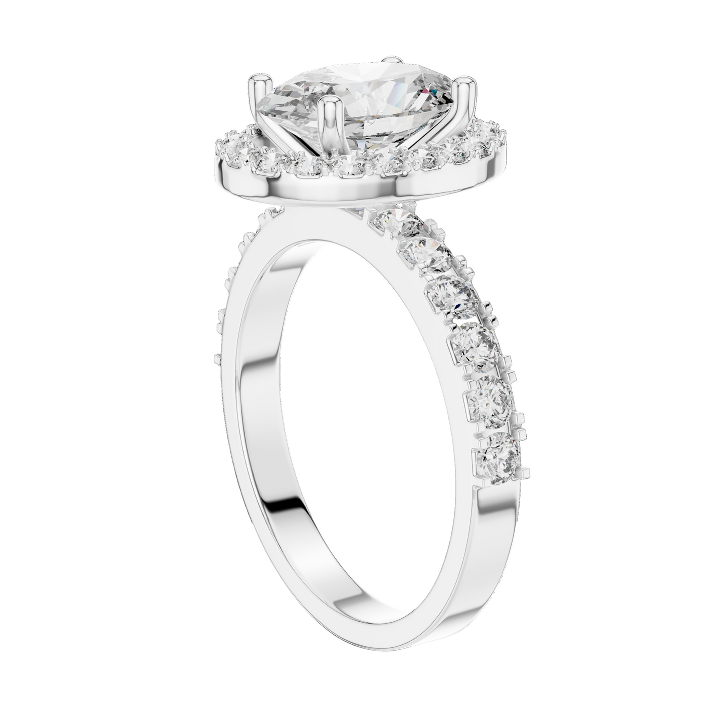 2.44 CT Oval Cut Halo Lab Diamond Engagement Ring for Women | VVS-VS EF CVD | 18KT, 14KT, 10KT Gold & 925 Silver | Rose, Yellow, White Gold & Moissanite Options